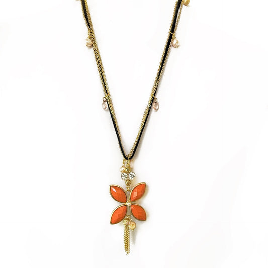 4 PETAL CORAL MELANGE NECKLACE