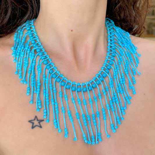 TURQUOISE FRINGE NECKLACE