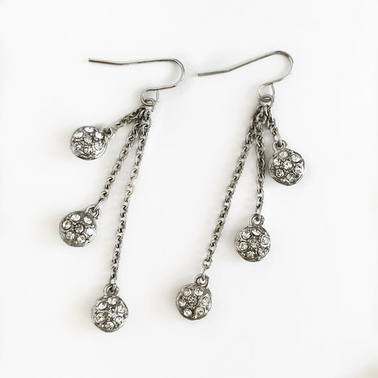 PAVE TRIPLE DANGLE EARRINGS