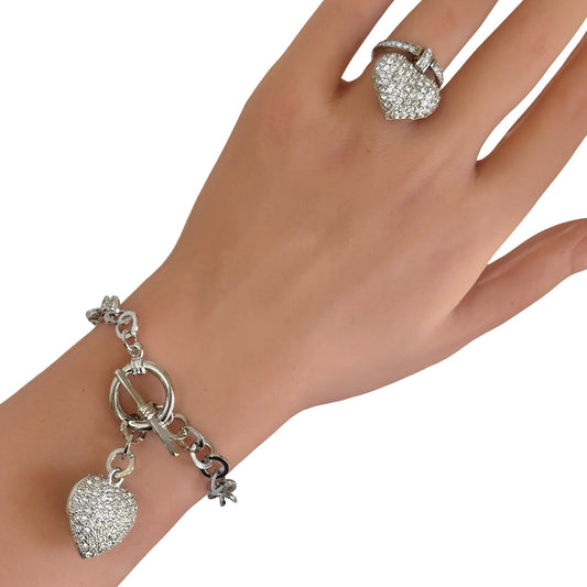 CHARMED HEART DANGLE RING