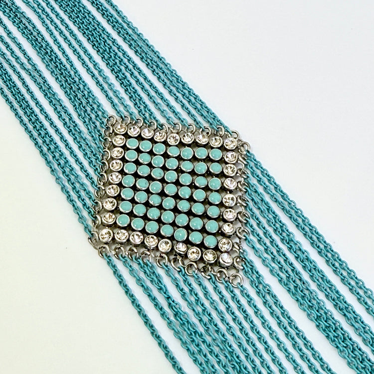 TURQUOISE CRYSTAL CHAINMAIL BRACELET