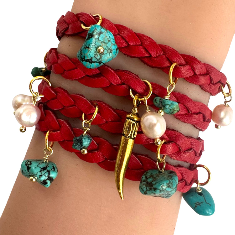 THE STEVIE CHARM BRACELET - SANGRIA GOLD