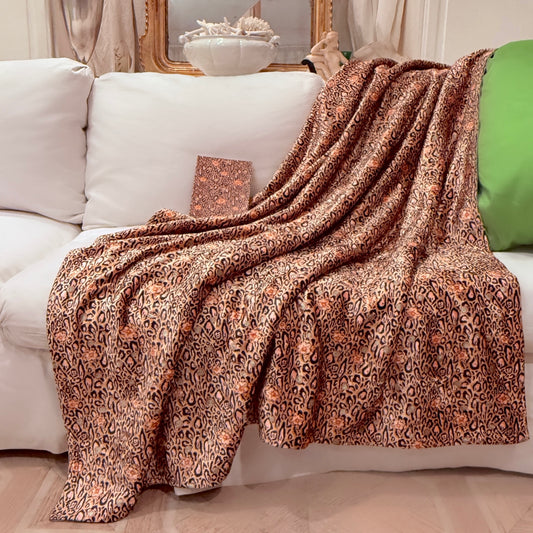 LEOPARD LOTUS BLOSSOM  COZY DOUBLE FACED THROW BLANKET