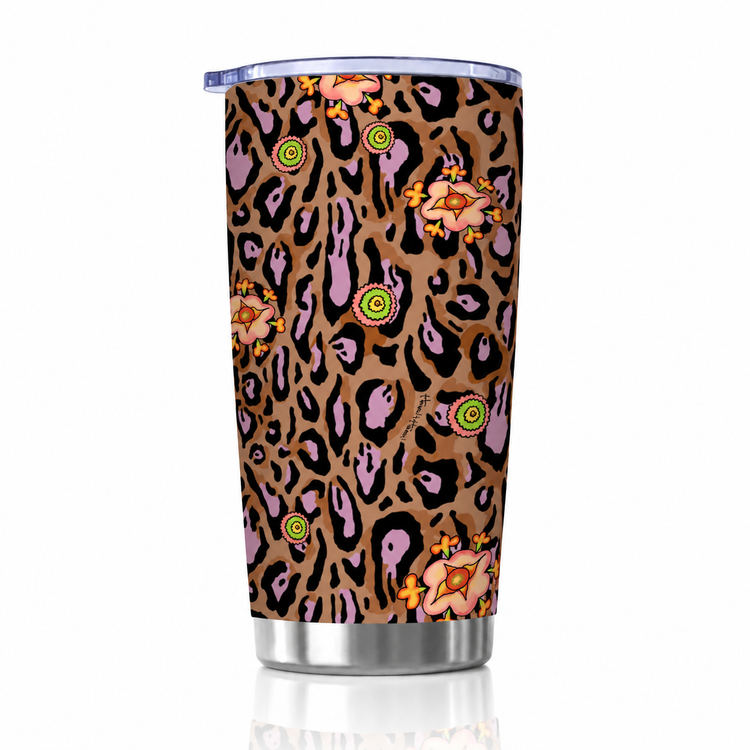 20 OUNCE LEOPARD LOTUS BLOSSOM INSULATED TUMBLER