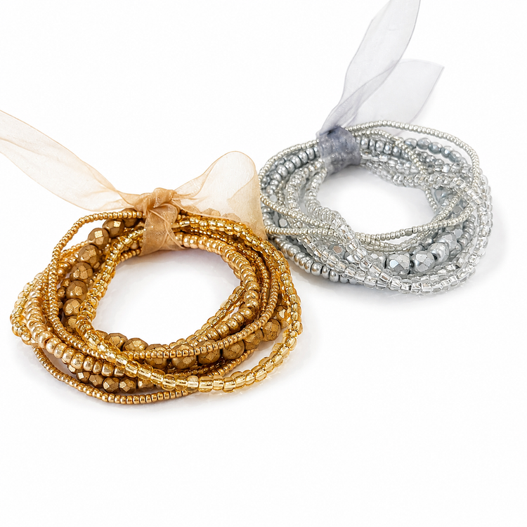 MELANGE STRETCH BRACELET SET GOLD