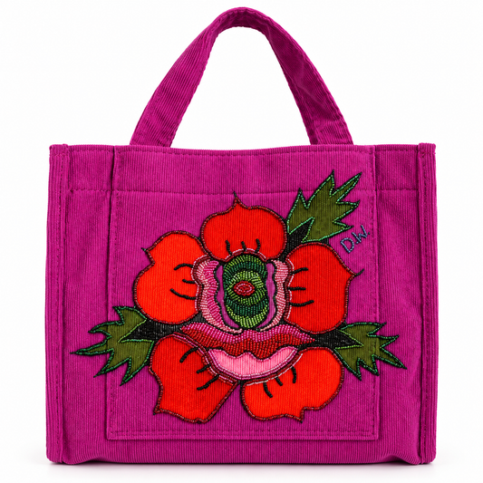 DAISY WORLD HAND BEADED ROSE TOTE