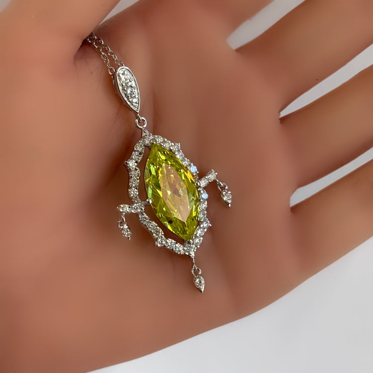PERIDOT MARQUISE HALO PENDANT