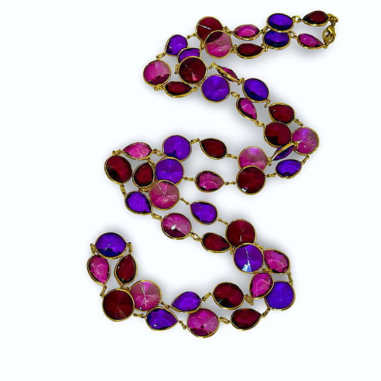RASPBERRY MELANGE 52 INCH NECKLACE GOLD OR HEMATITE