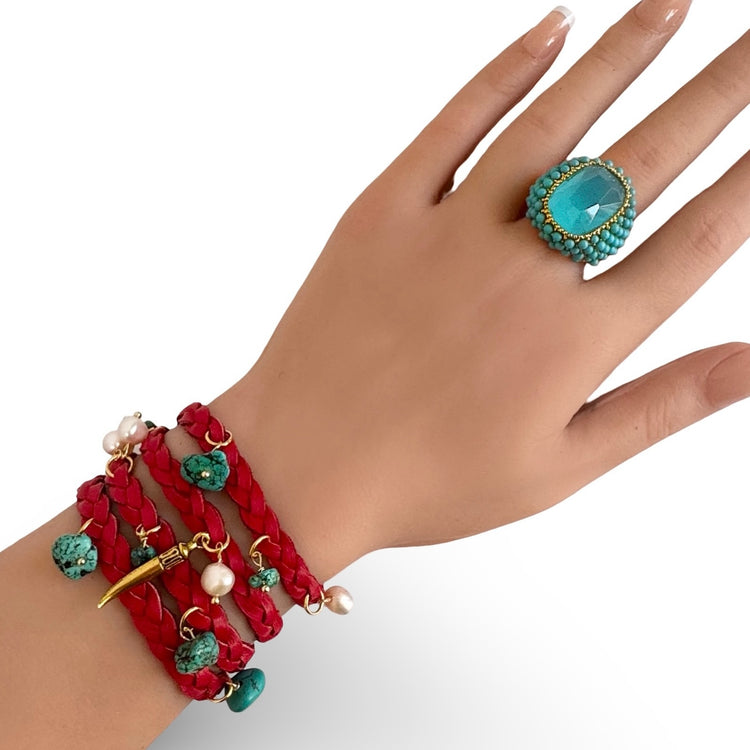 THE STEVIE CHARM BRACELET - SANGRIA GOLD