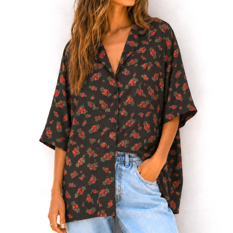 THE CHARCOAL ROSE BOYFRIEND SHIRT