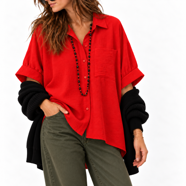 THE CAMDEN BLOUSE  - TOMATO