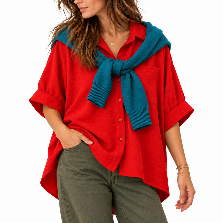 THE CAMDEN BLOUSE  - TOMATO