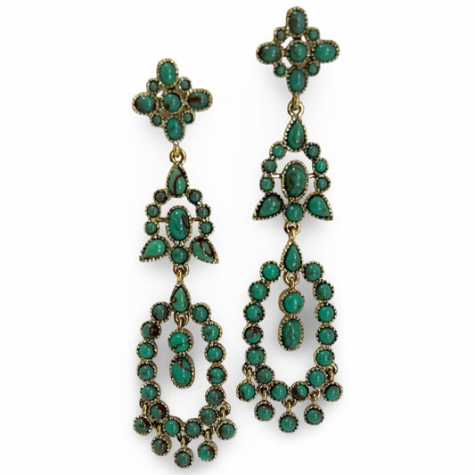 California Verde Turquoise Dangle Earrings Silver or Gold