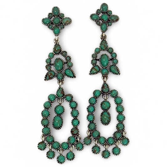 California Verde Turquoise Dangle Earrings Silver or Gold