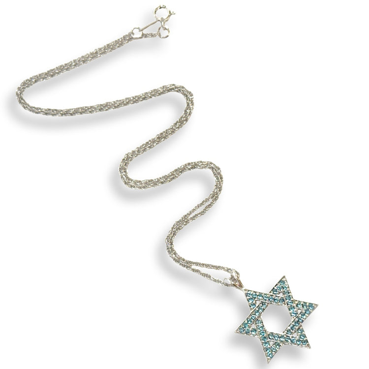 AQUAMARINE STAR OF DAVID NECKLACE
