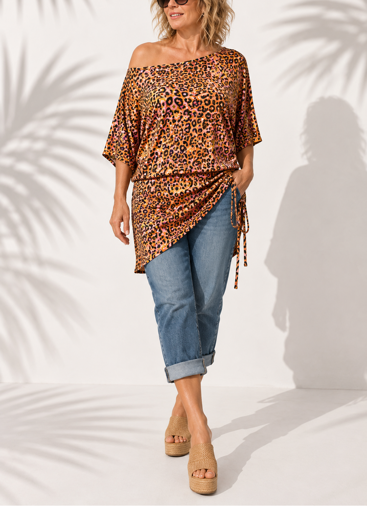 OFF SHOULDER CONVERTIBLE TUNIC DRESS L-2X