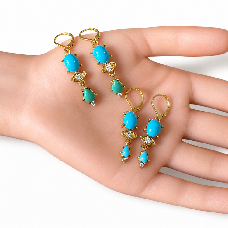 TURQUOISE TALISMAN EARRINGS GOLD