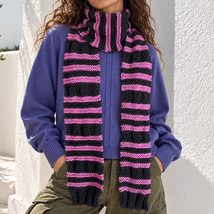 DAISY'S FAMOUS PEAPOD SCARF - LAVENDER GREY STRIPE