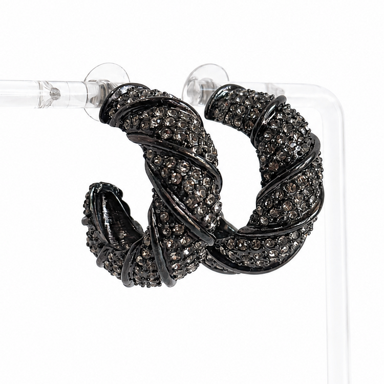 THE GUNMETAL PAVÉ HOOPS