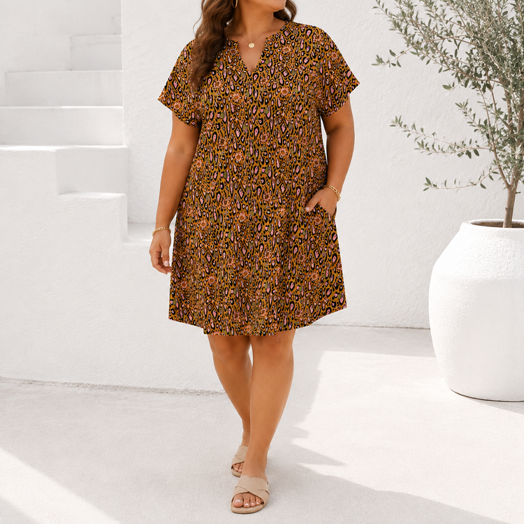 THE ANYWHERE DRESS LEOPARD LOTUS BLOSSOM