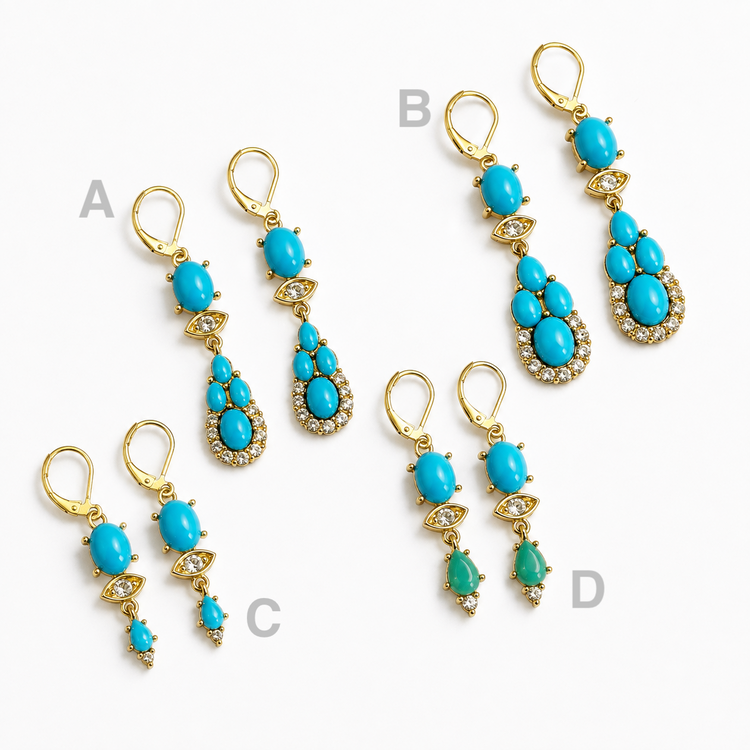 TURQUOISE TALISMAN EARRINGS GOLD