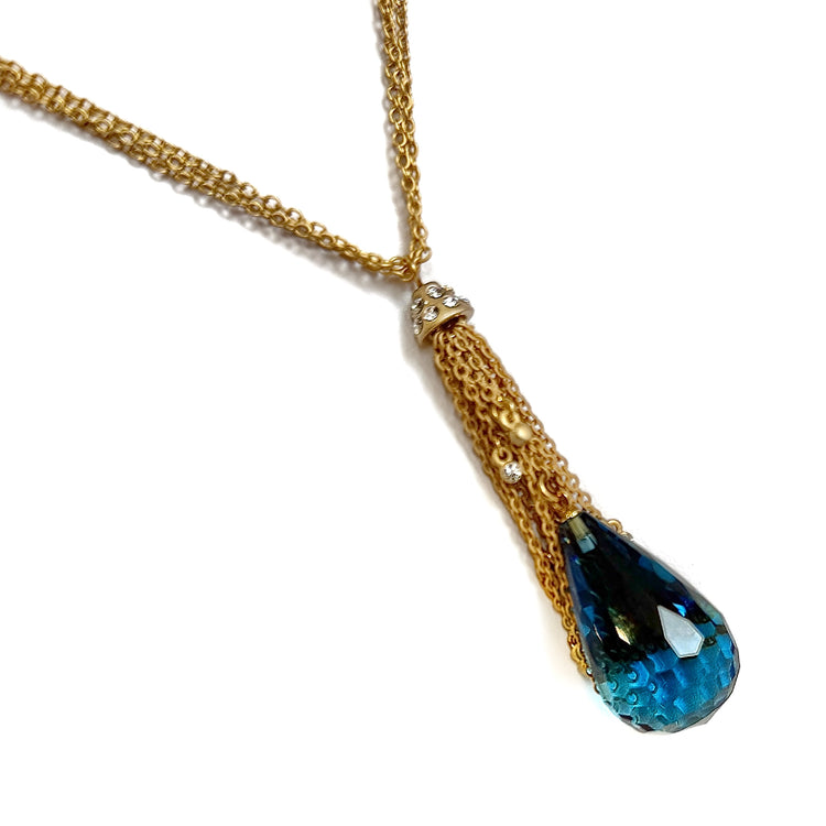 LE CRYSTAL FRINGE TASSEL NECKLACE