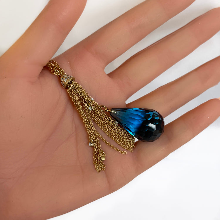 LE CRYSTAL FRINGE TASSEL NECKLACE