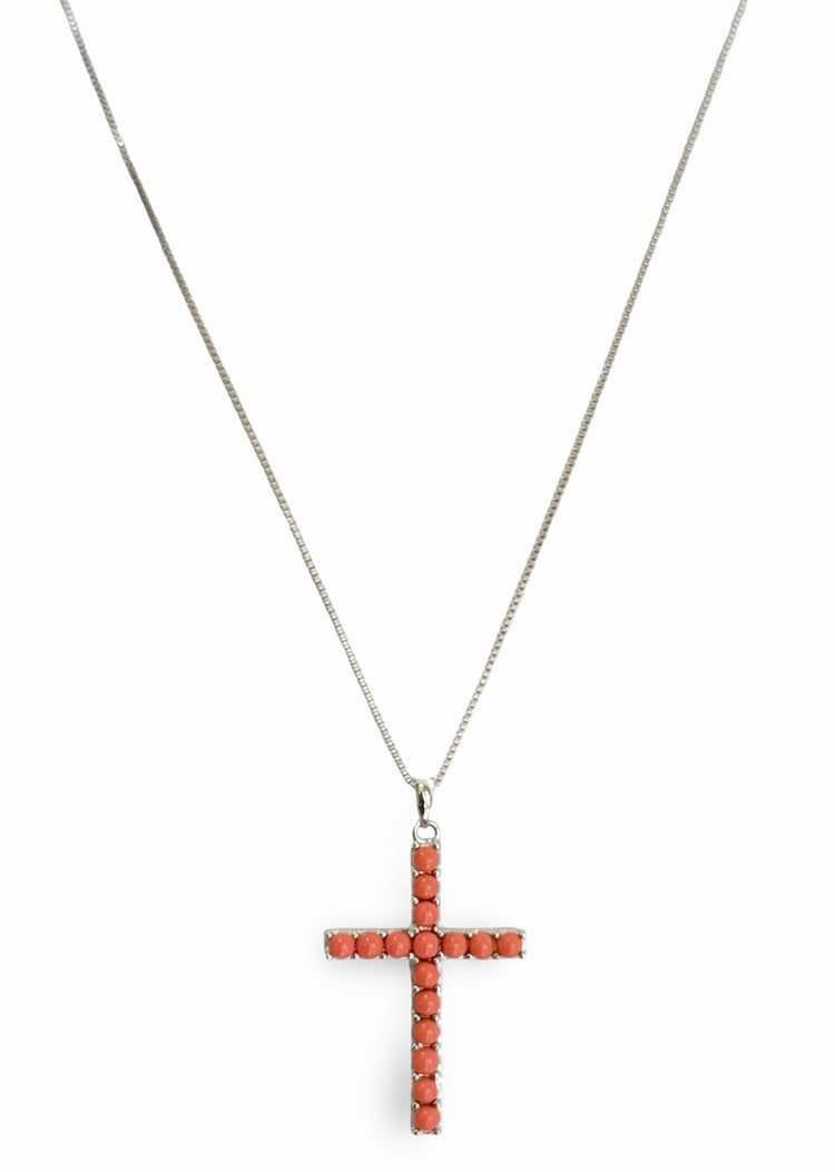 CROSS NECKLACE TURQUOISE OR CORAL