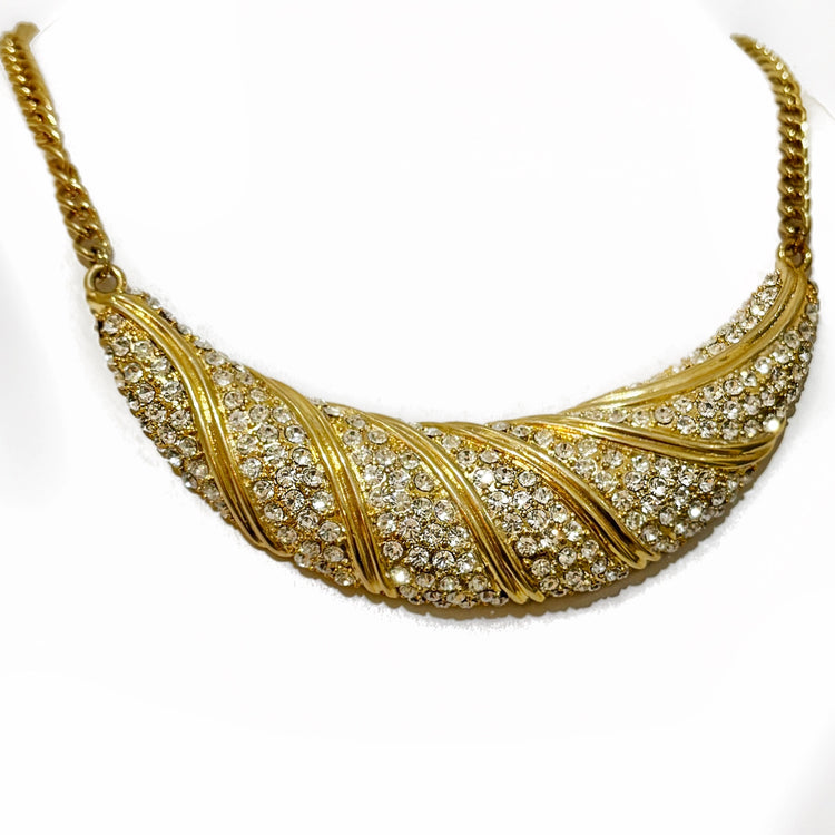 GOLD ICE SCULPTED COLLAR NECKLACE