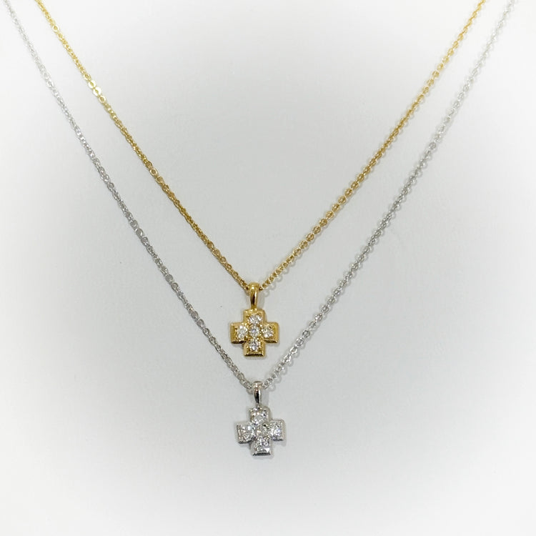 PETITE CROSS NECKLACE GOLD OR SILVER