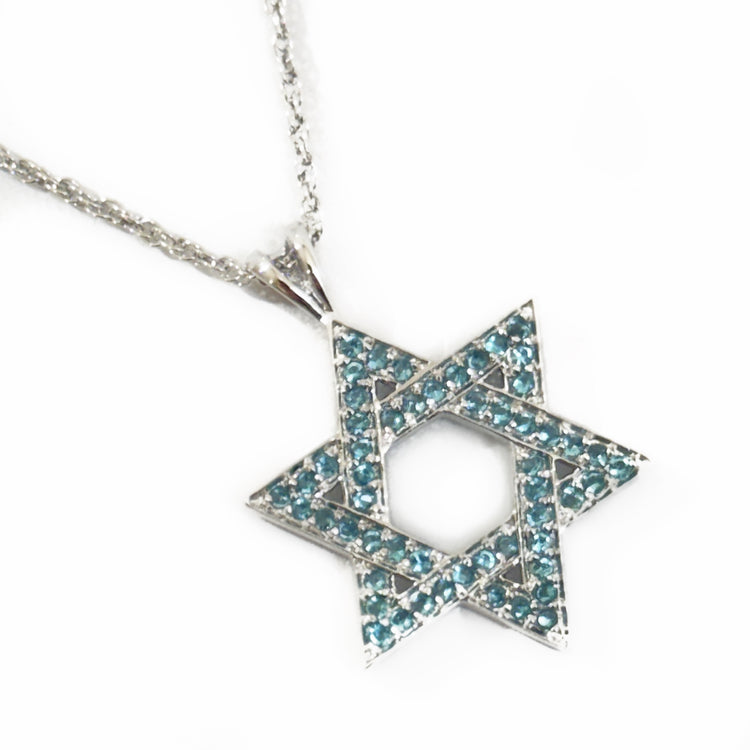 AQUAMARINE STAR OF DAVID NECKLACE