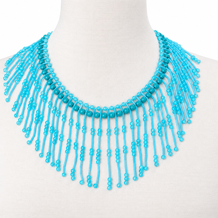 TURQUOISE FRINGE NECKLACE