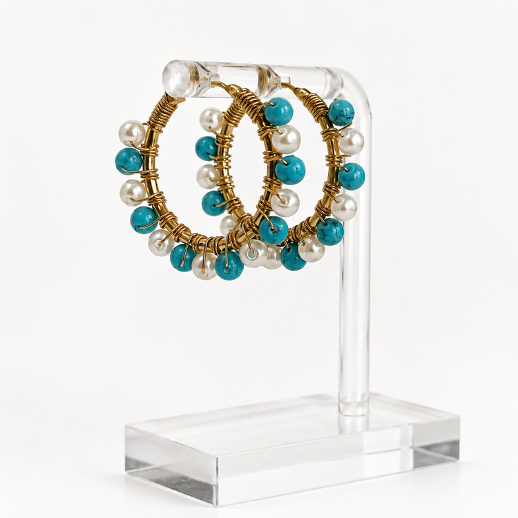 PEARLY TURQUOISE HOOPS