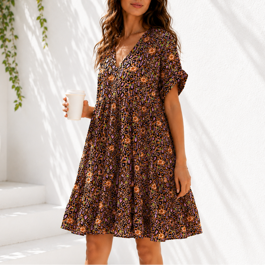 THE EASY BREEZY LEOPARD LOTUS BLOSSOM DRESS