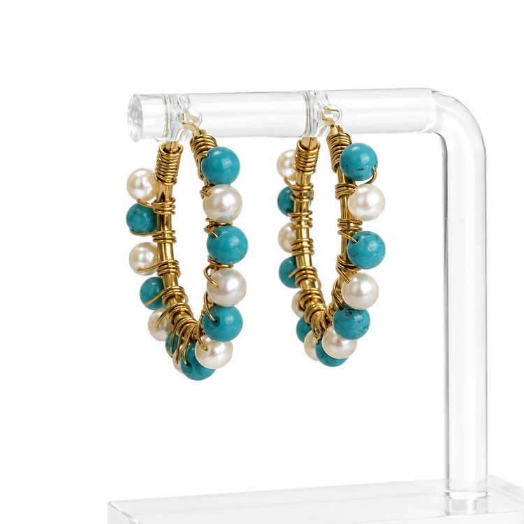 PEARLY TURQUOISE HOOPS