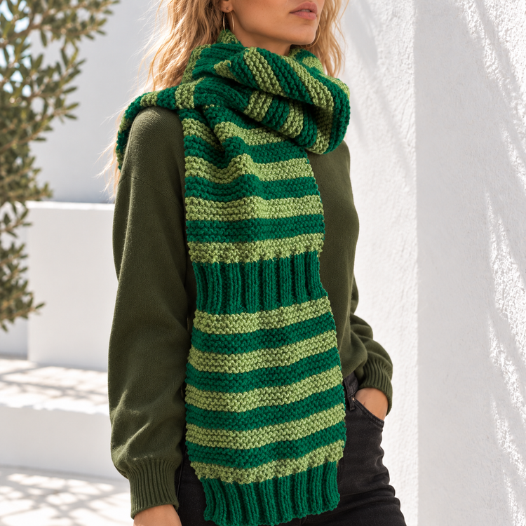 DAISY'S FAMOUS PEAPOD SCARF - GREEN STRIPE