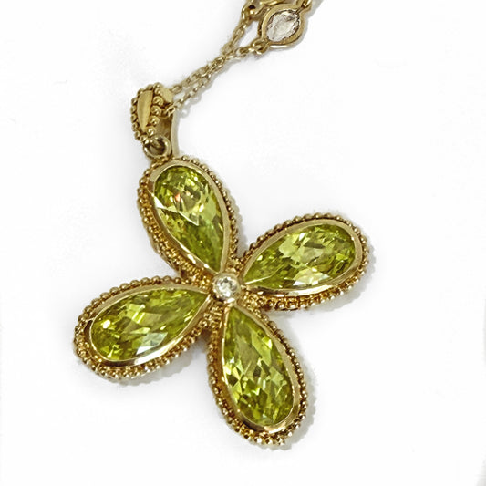 4 PETAL CONVERTIBLE ENHANCER PENDANT NECKLACE PERIDOT