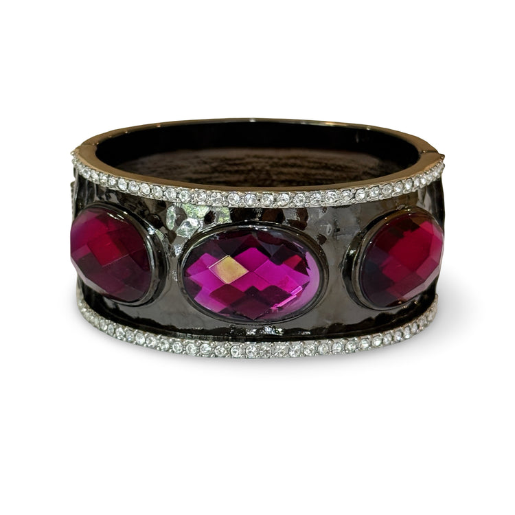 HEMATITE FUSCHIA PAVE CUFF