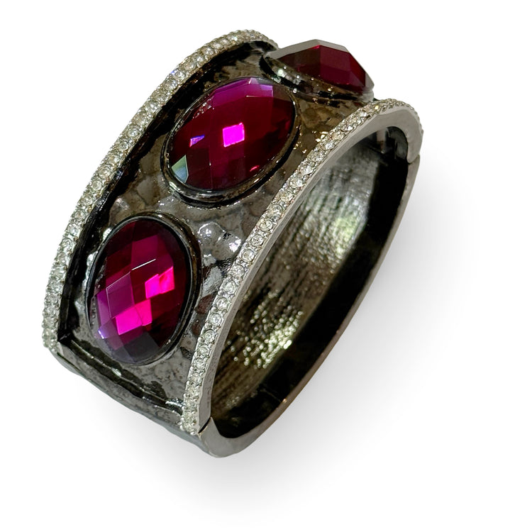 HEMATITE FUSCHIA PAVE CUFF
