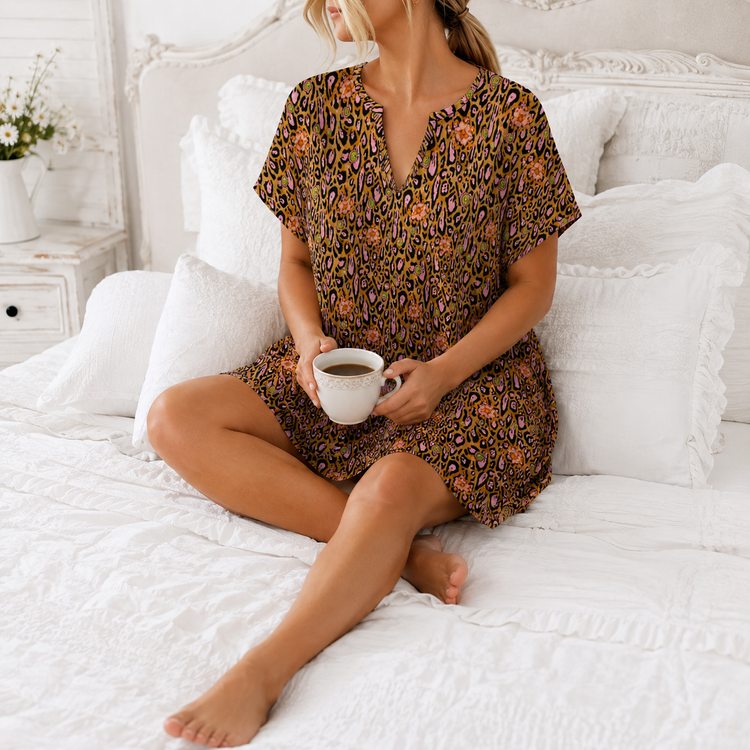 THE ANYWHERE DRESS LEOPARD LOTUS BLOSSOM