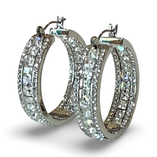 INSIDE OUTSIDE CHANNEL SET HOOP EARRINGS