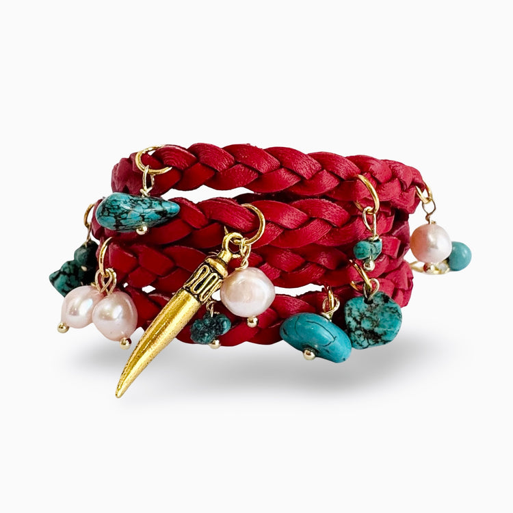 THE STEVIE CHARM BRACELET - SANGRIA GOLD