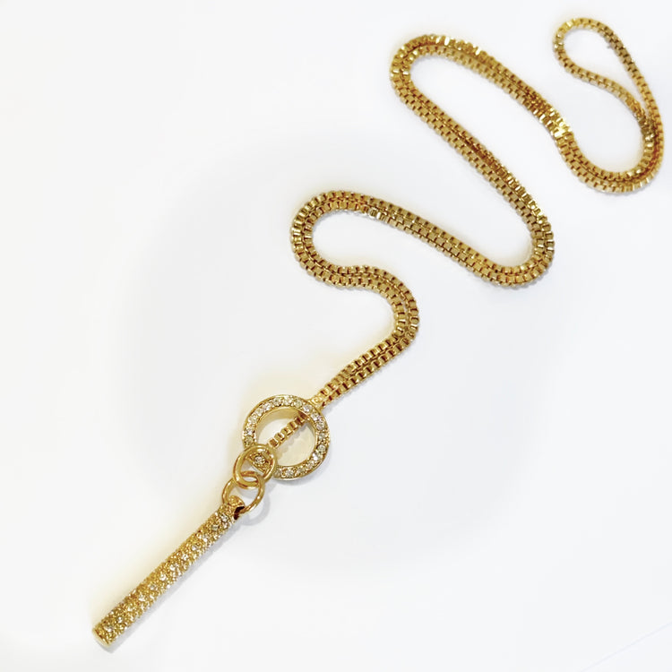 PAVE LARIAT NECKLACE