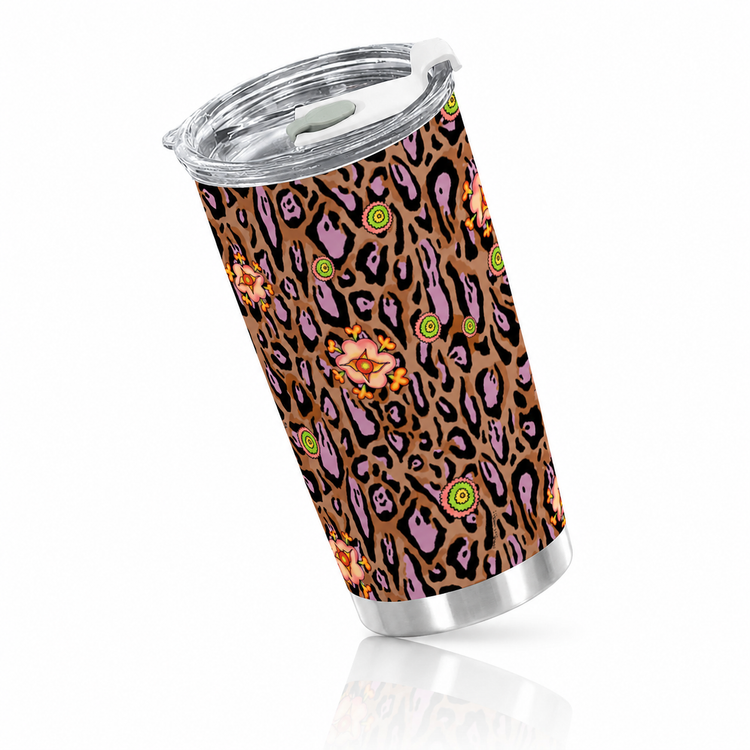 20 OUNCE LEOPARD LOTUS BLOSSOM INSULATED TUMBLER