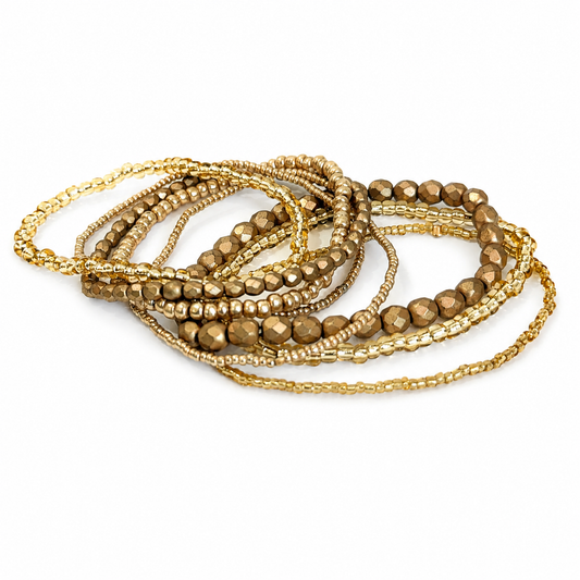 MELANGE STRETCH BRACELET SET GOLD
