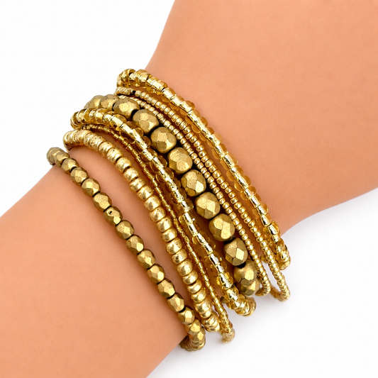 MELANGE STRETCH BRACELET SET GOLD