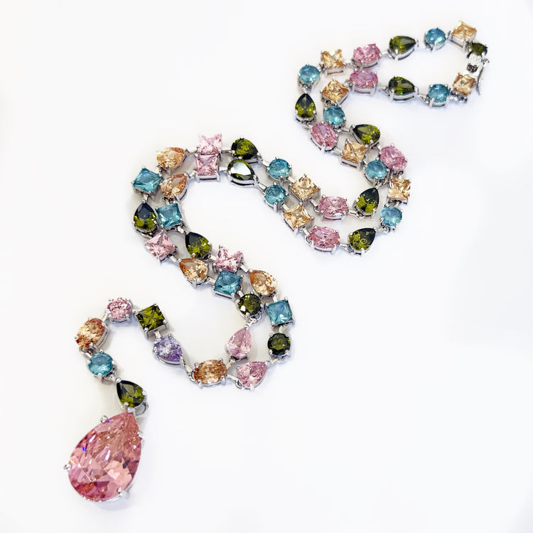 MULTICOLORED LARIAT DROP NECKLACE