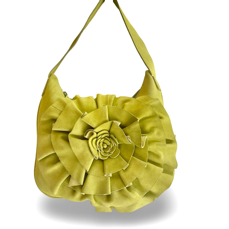 THE SUEDE ROSETTE  BAG- ABSINTHE