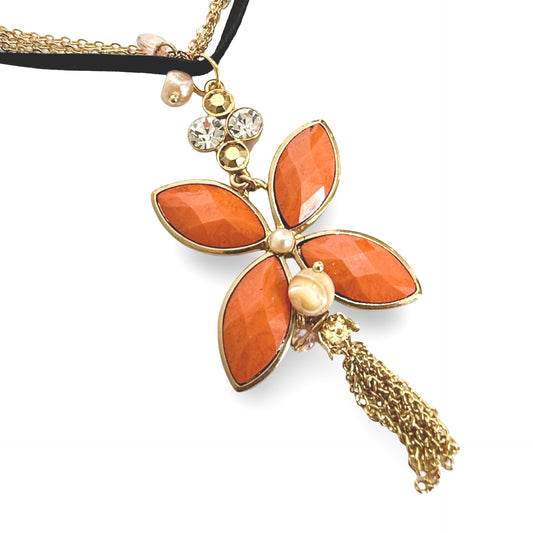 4 PETAL CORAL MELANGE NECKLACE