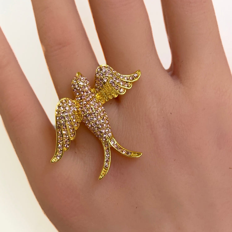 PINK DOVE IN FLIGHT RING